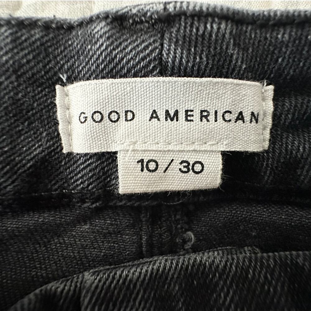 NWT Good American Good Classic Bootcut Jeans Black 10/30 Split Hem - Picture 7 of 16